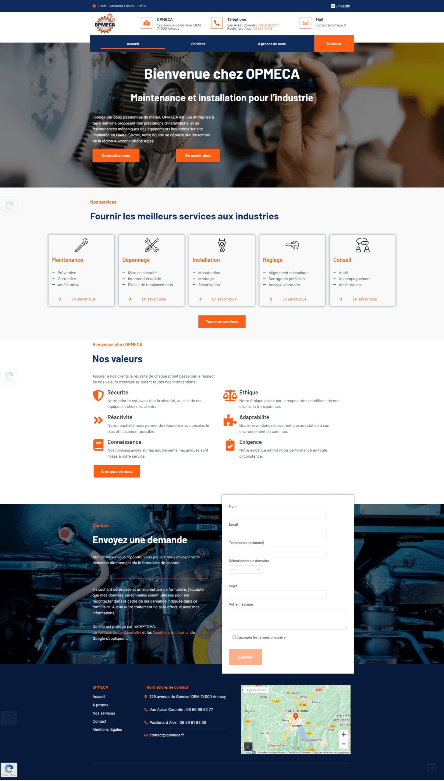 Conception d'un site Web pour une entreprise de réparation automobile.