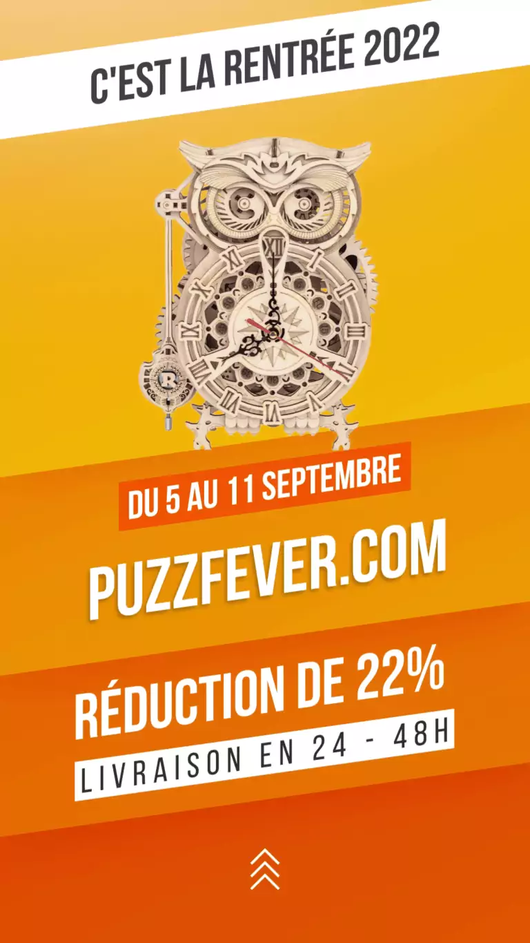 Une affiche avec la mention puzzefever.com réduction de 25% faisant la promotion de l'expertise d'une agence digitale en e-commerce.