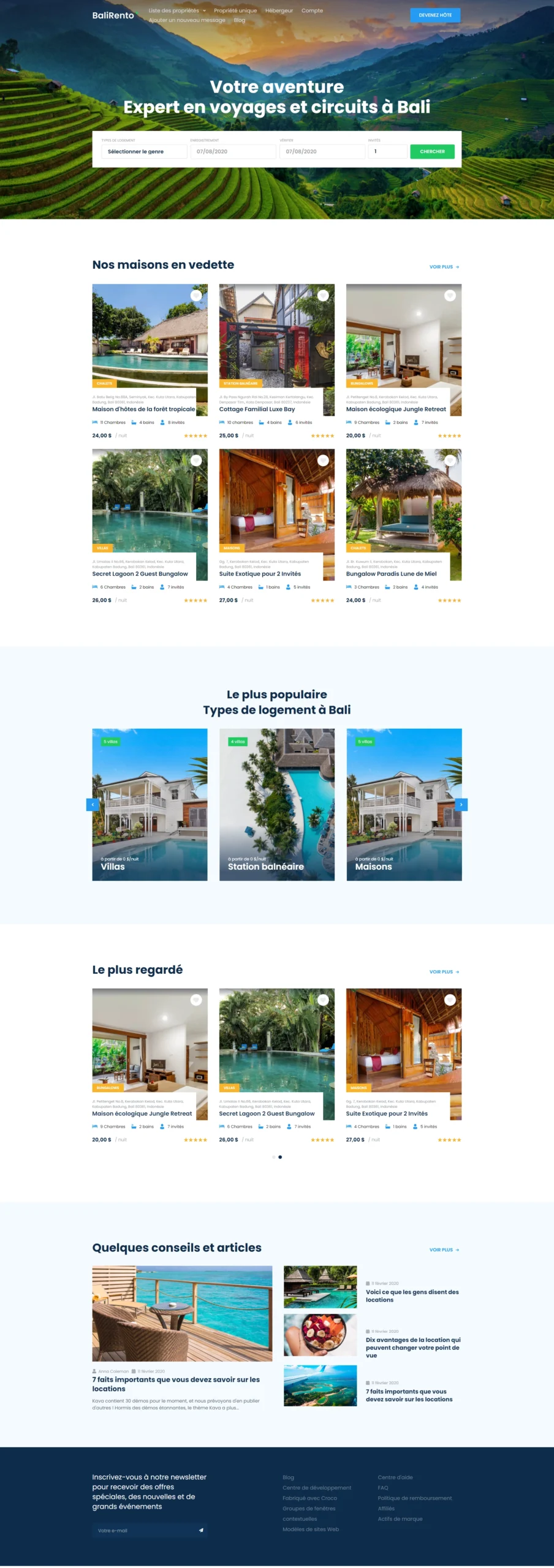 La page d'accueil d'un site immobilier créé par dev-ittoz.