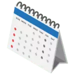 Un calendrier isométrique sur fond blanc créé par l'agence digitale.