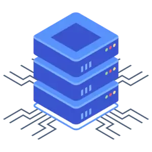 Image isométrique d'une pile de serveurs.