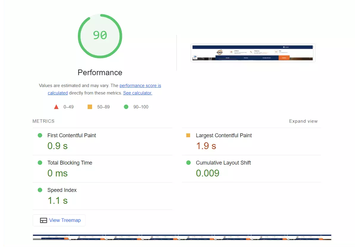 Une capture d'écran d'une page web montrant les performances d'un site optimisé par dev-ittoz, une agence digitale.